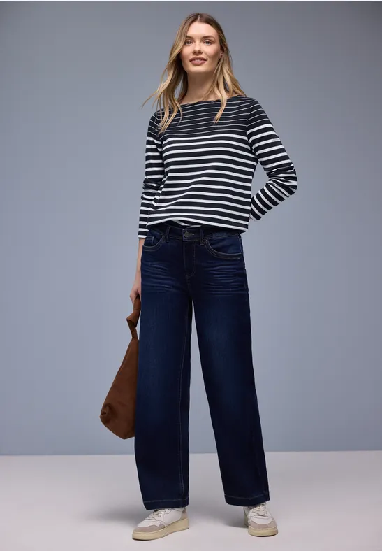 Street One Frauen Gestreiftes Shirt in Blau, Gr: 46