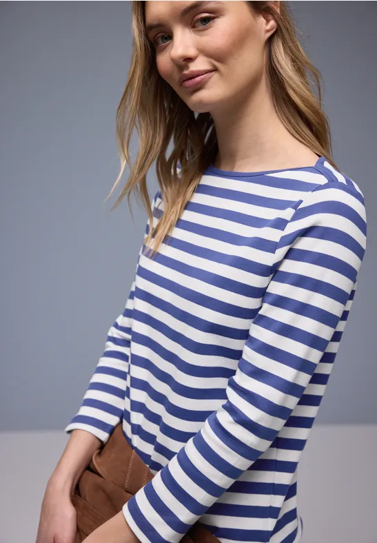 Gestreiftes Shirt female Blau