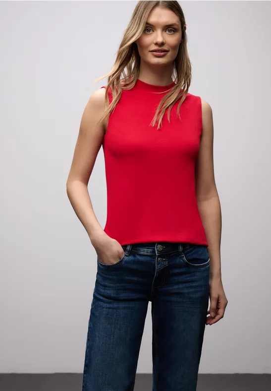 Thumbnail - Street One Frauen Basic Top in Rot, Gr: 42