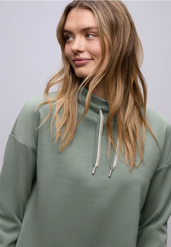 Street One Frauen Silk-Look Shirt in Unifarbe in Grün, Gr: 40