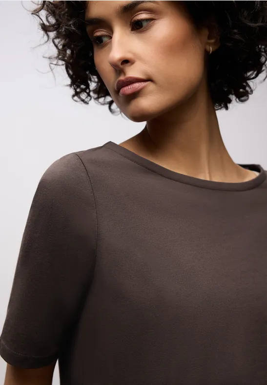 Thumbnail - Street One Frauen Basic T-Shirt in Braun, Gr: 38