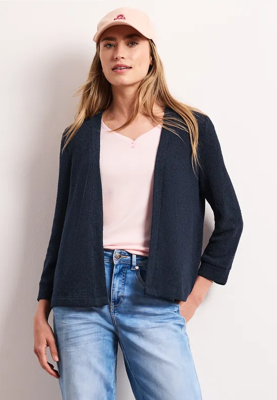 Street One Frauen Langarm Jacke im Strick-Look in Blau, Gr: 34