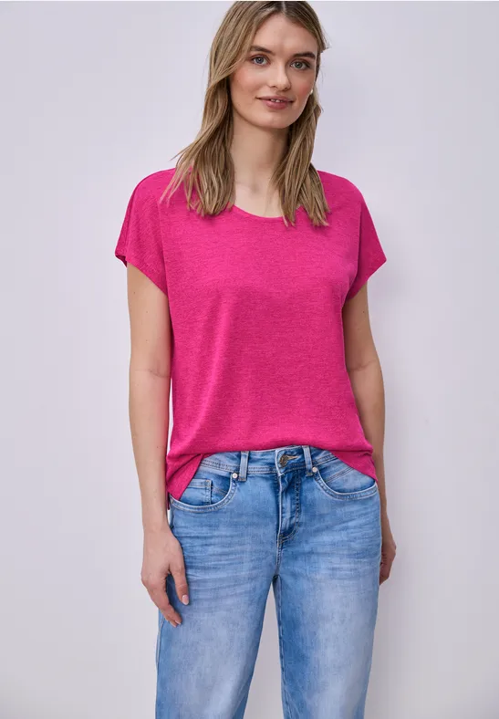 Street One Frauen Dropped Shoulder Shirt im Leinen-Look in Pink, Gr: 42