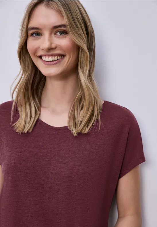Street One Frauen Dropped Shoulder Shirt im Leinen-Look in Rot, Gr: 38