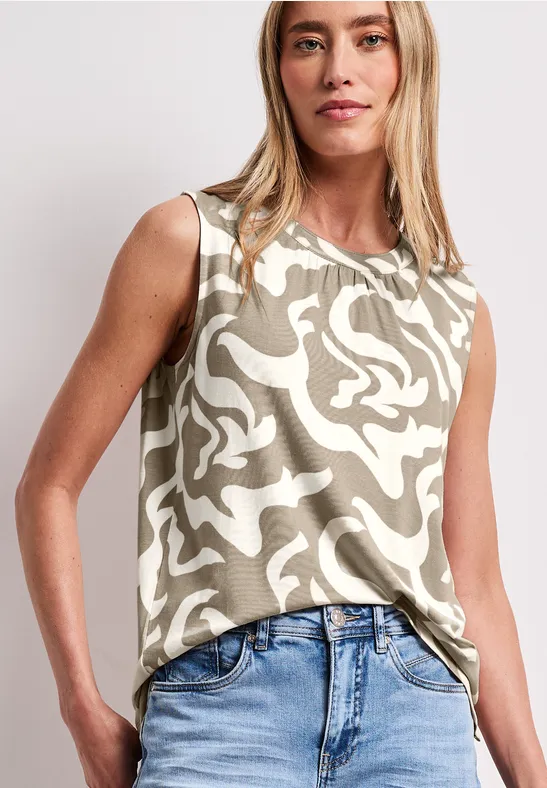 Thumbnail - Street One Frauen Gemustertes Top in Beige, Gr: 46