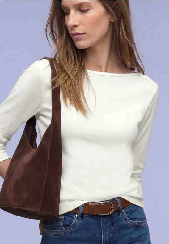 Thumbnail - Street One Frauen Basic Shirt in Rippstruktur in Weiß, Gr: 42