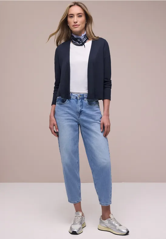 Street One Frauen Langarm Jacke in offener Passform in Blau, Gr: 34