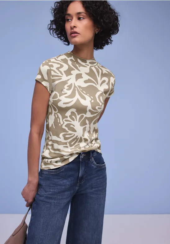 Thumbnail - Basic Shirt mit floralem Grafikprint