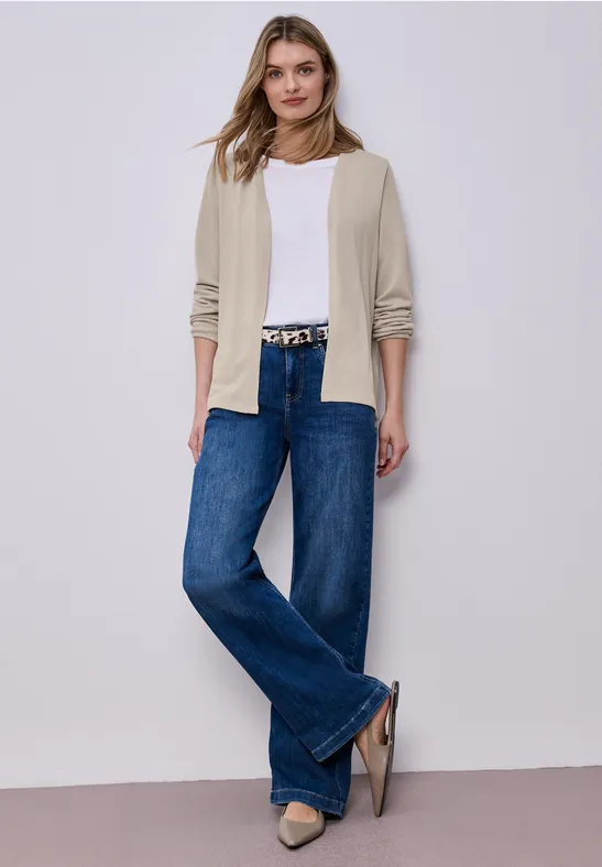 Langarm Jacke in offener Passform female Beige