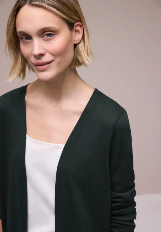 Street One Frauen Langarm Jacke in offener Passform in Grün, Gr: 42