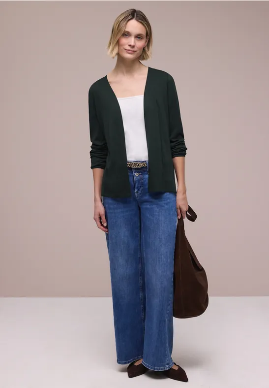 Street One Frauen Langarm Jacke in offener Passform in Grün, Gr: 34