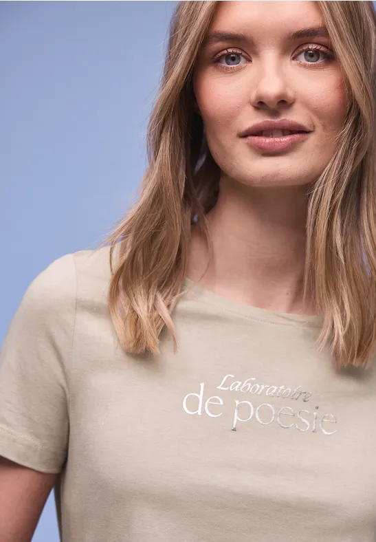 Kurzarm Shirt mit Folien-Wording