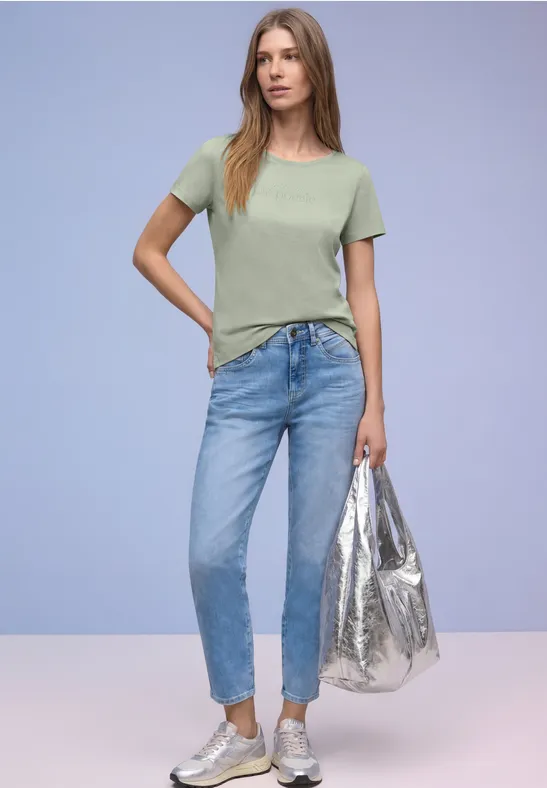 Kurzarm Shirt mit Folien-Wording