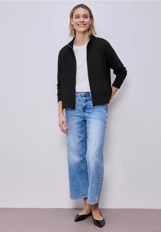 Street One Frauen Langarm Jacke mit Turtle Neck in Schwarz, Gr: 34