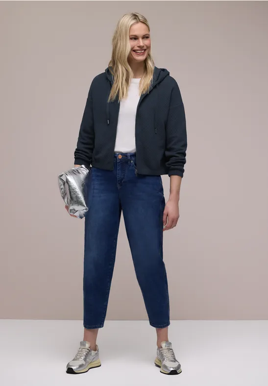 Street One Frauen Langarm Jacke mit Kapuze und Zipper in Blau, Gr: 40