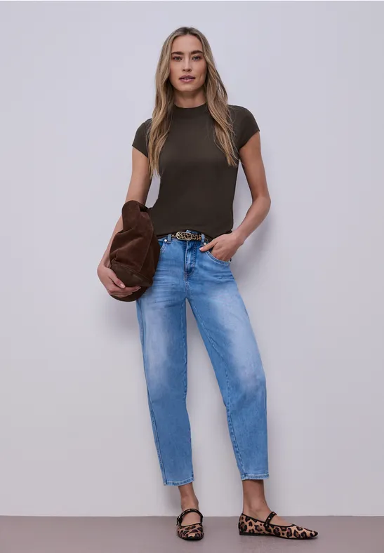 Thumbnail - Street One Frauen Basic Shirt mit Turtle Neck in Braun, Gr: 38