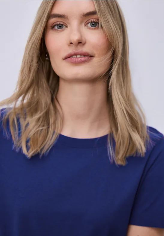 Thumbnail - Street One Frauen Basic T-Shirt in Blau, Gr: 46