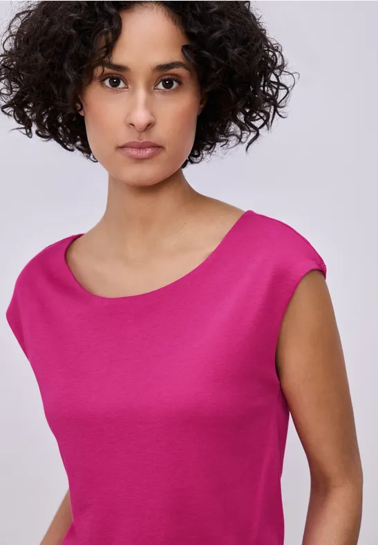 Thumbnail - Street One Frauen Basic Shirt mit U-Boot-Ausschnitt in Pink, Gr: 38