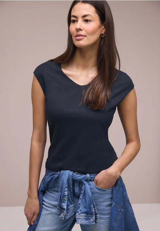 Thumbnail - Street One Ärmelloses Shirt mit Diamantausschnitt