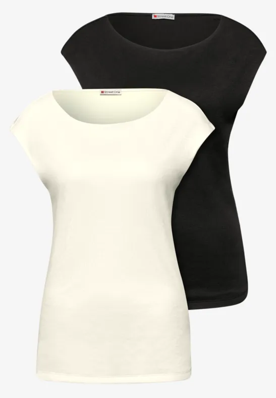 Thumbnail - Basic Shirt mit Boatneck im 2er-Pack
