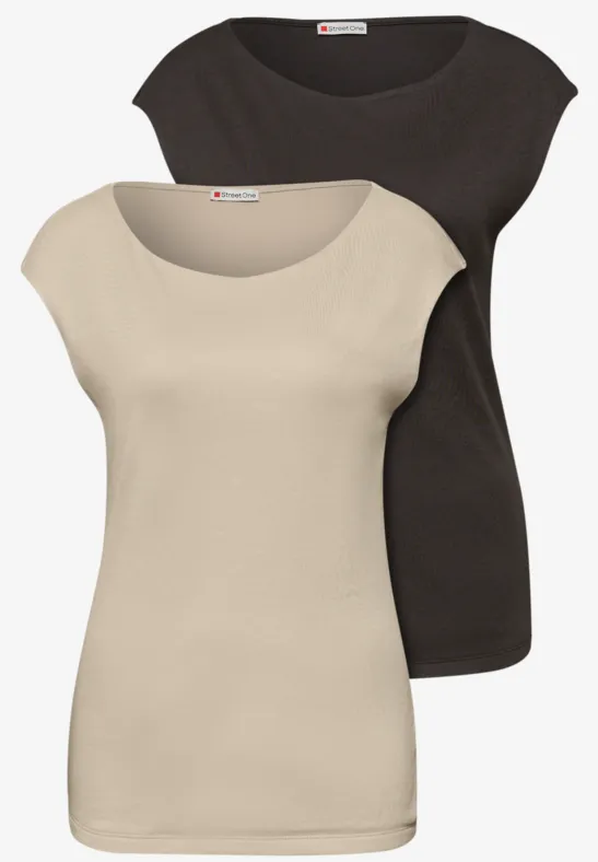 Thumbnail - Basic Shirt mit Boatneck im 2er-Pack