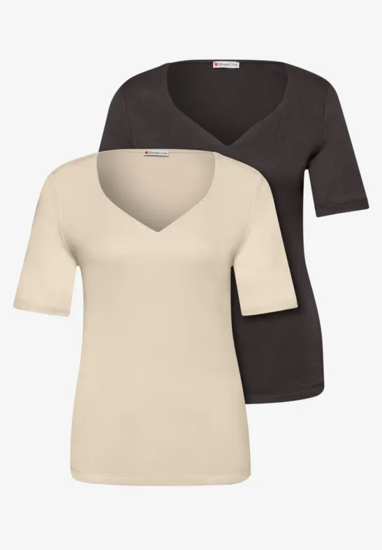 Thumbnail - Street One T-Shirts mit Herzausschnitt im 2er-Pack