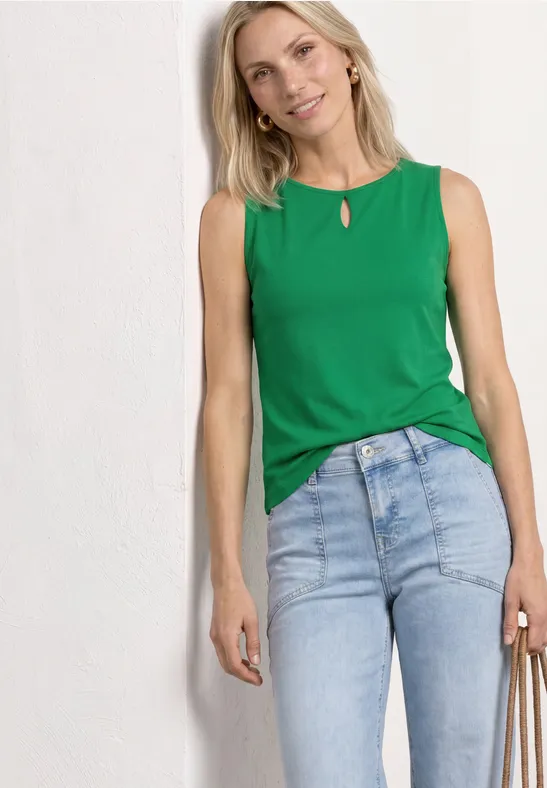 Street One Frauen Top mit Rundhals und Cut-Out-Detail in Grün, Gr: 36