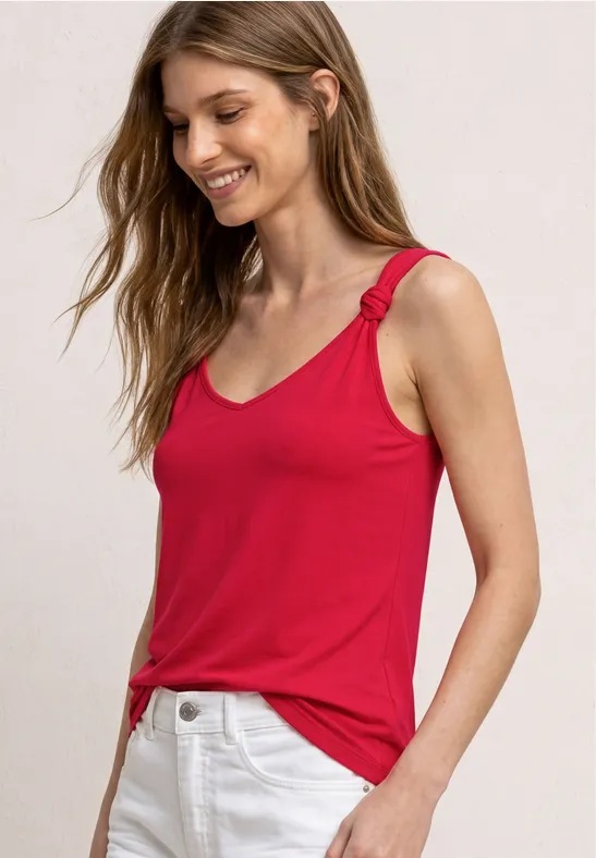 Top mit V-Neck und Knotendetail