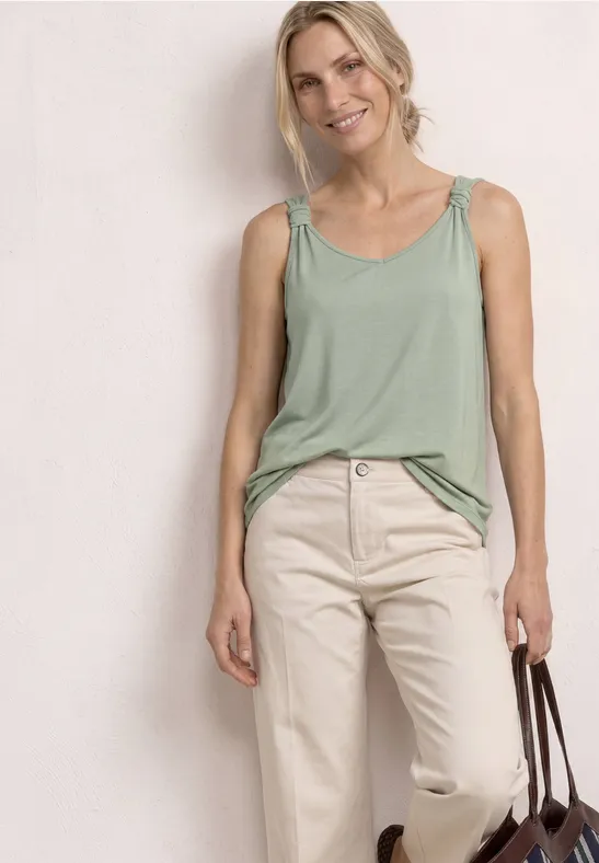 Top mit V-Neck und Knotendetail
