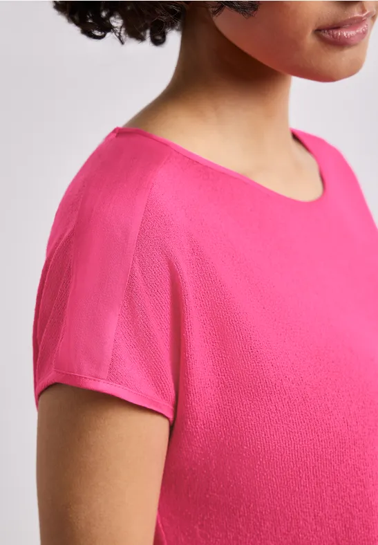Street One Frauen Shirt mit Boatneck und Schulterdetail in Pink, Gr: 40