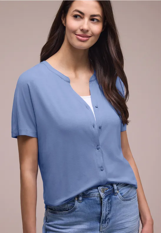 Street One Frauen Dropped Shoulder Shirt im Tunika-Look in Blau, Gr: 36