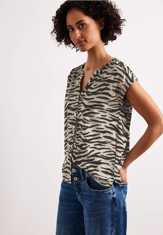 Street One Frauen Dropped Shoulder Shirt im Blusen-Look in Braun, Gr: 46