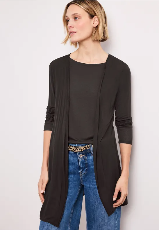 Street One Frauen Langarm Jacke in offener Passform in Braun, Gr: 34