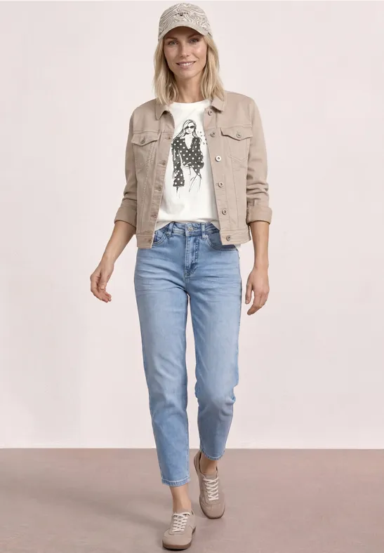 T-Shirt mit Rundhals und Print female Weiß