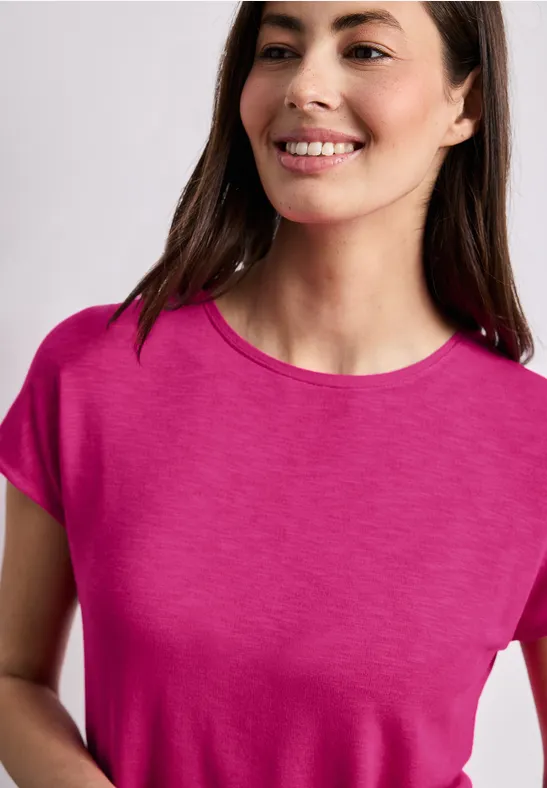 Kurzarm Shirt mit U-Boot-Ausschnitt female Pink