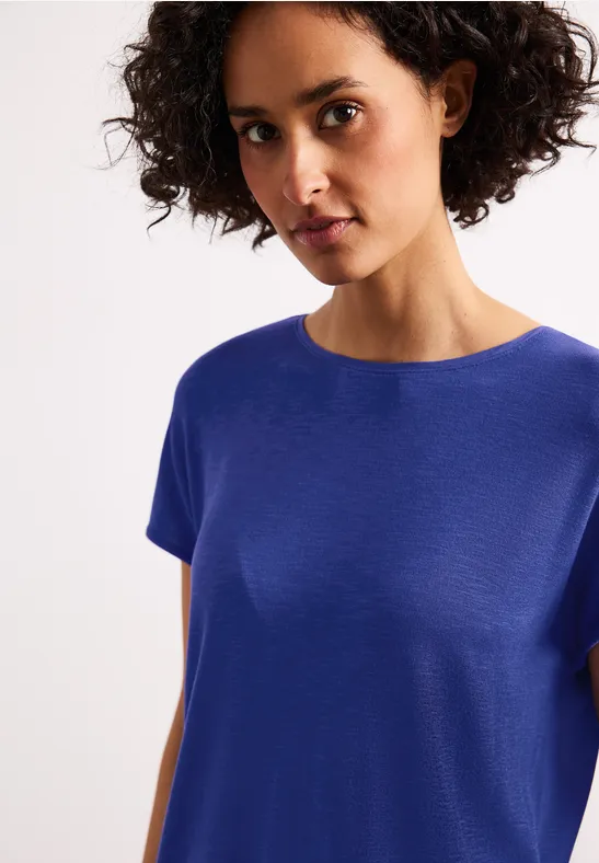 Kurzarm Shirt mit U-Boot-Ausschnitt female Blau