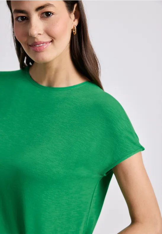 Kurzarm Shirt mit U-Boot-Ausschnitt female Grün