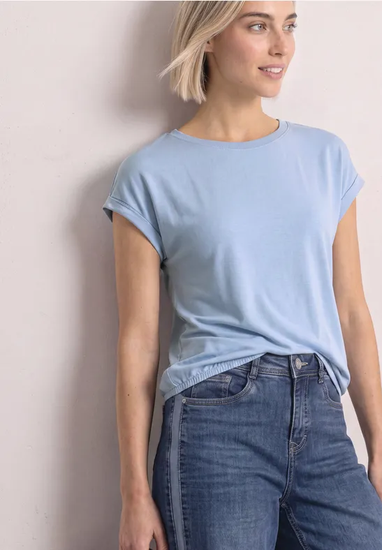 T-Shirt mit Boatneck und Deko-Tape