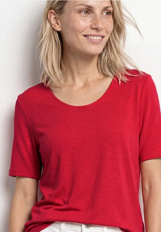 Kurzarm Shirt mit Knotendetail Rot