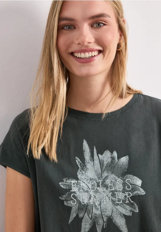 Dropped Shoulder Shirt mit Artwork Grün