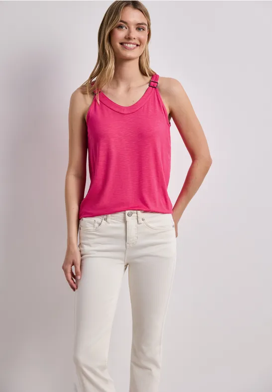 Street One Frauen Top mit V-Neck und Deko-Detail in Pink, Gr: 40