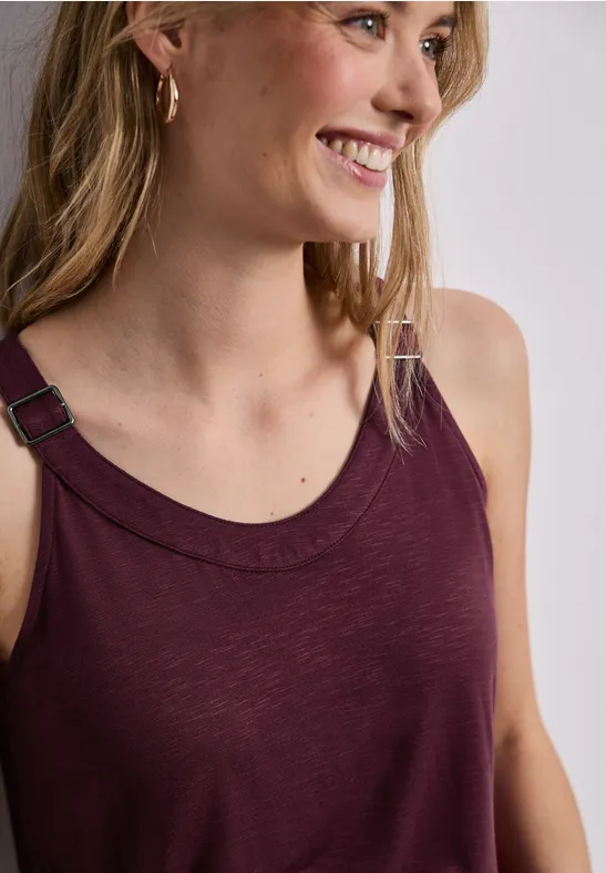 Street One Frauen Top mit V-Neck und Deko-Detail in Rot, Gr: 36