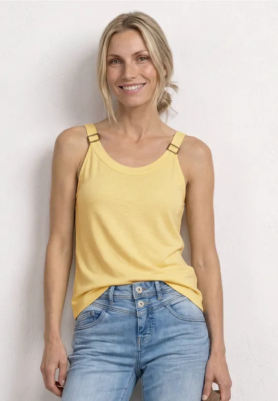 Top mit V-Neck und Deko-Detail female Gelb