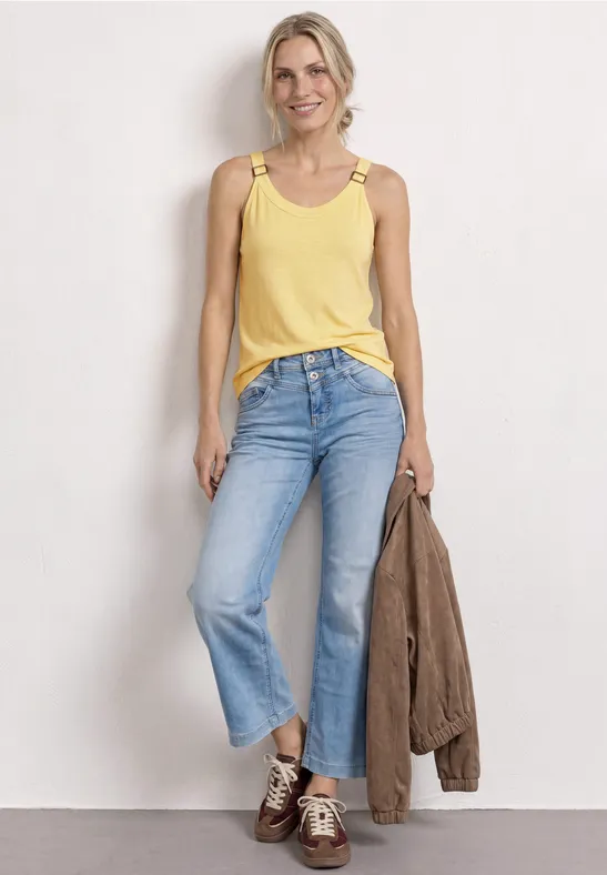Street One Frauen Top mit V-Neck und Deko-Detail in Gelb, Gr: 36
