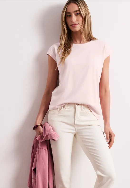 Street One Frauen Shirt mit Boatneck und Deko-Detail in Rosa, Gr: 36