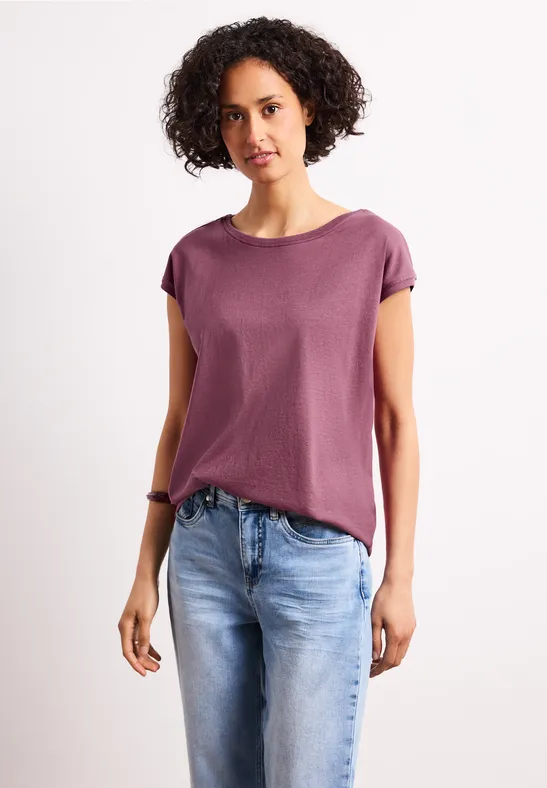 Street One Frauen Shirt mit Boatneck und Deko-Detail in Rosa, Gr: 46