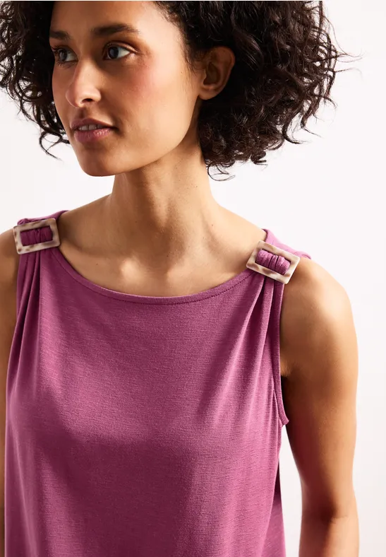 Street One Frauen Top mit Rundhals und Schulterdetail in Rosa, Gr: 40