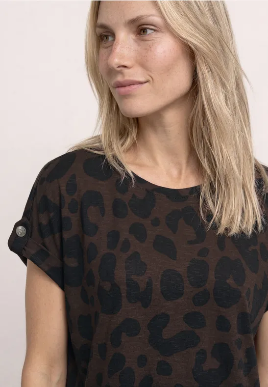 Dropped Shoulder Shirt mit Muster Braun