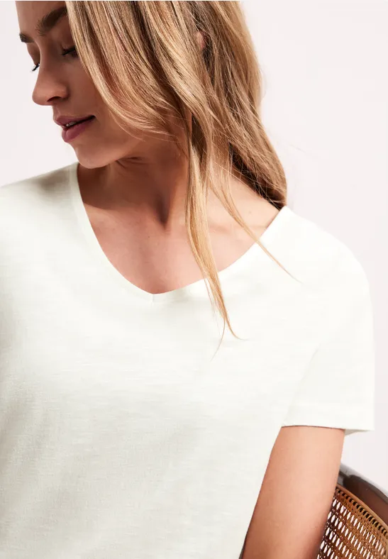 Basic T-Shirt mit V-Neck in Unifarbe