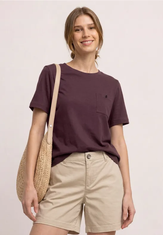 T-Shirt mit Rundhals und Brusttasche female Rot